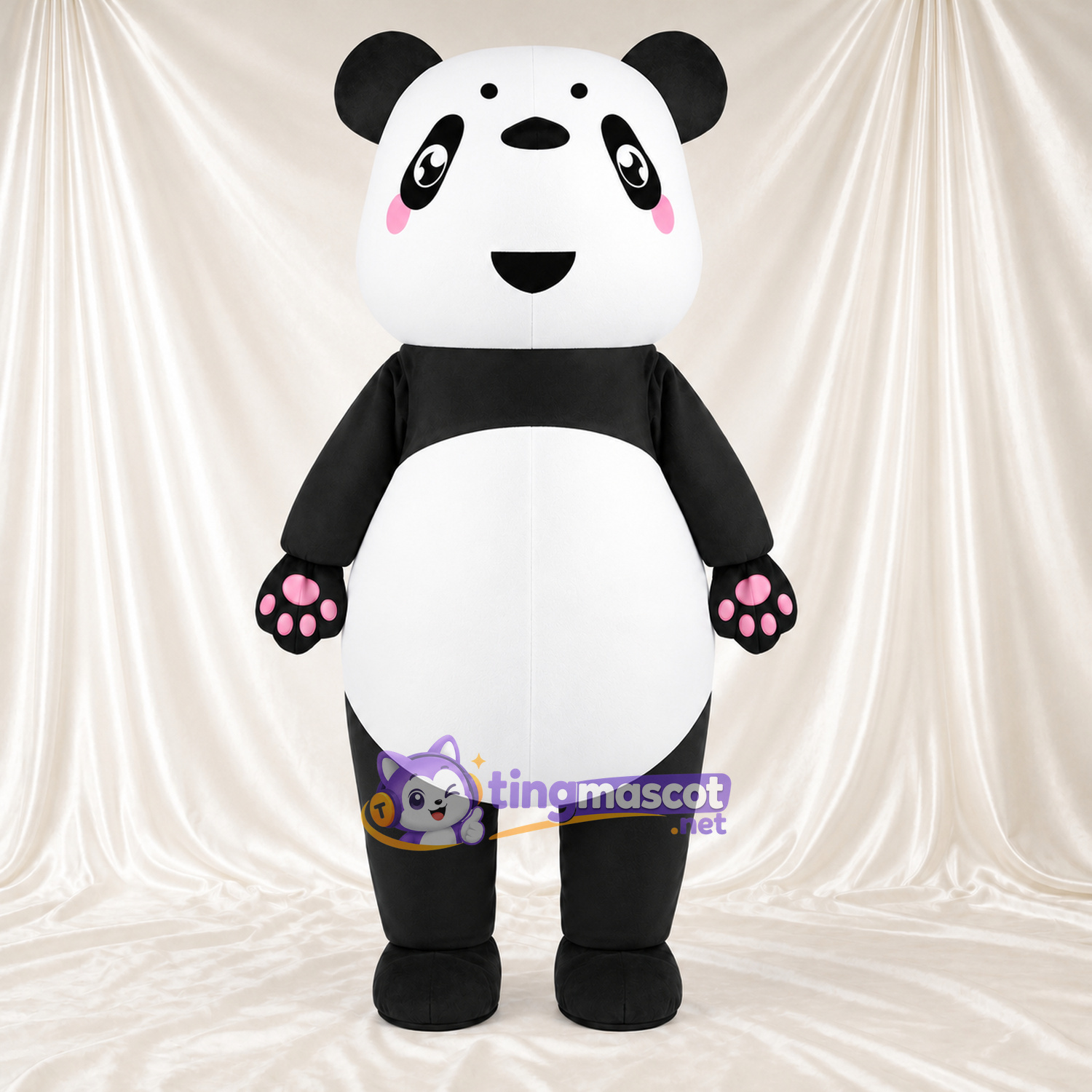 Black and White Panda Mascot Costume - Pink Cheeks and Pink Paw Pads Black and White Panda Mascot Costume - Pink Cheeks and Pink Paw Pads
