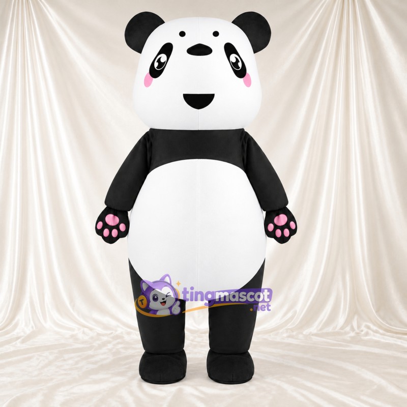 Black and White Panda Mascot Costume - Pink Cheeks and Pink Paw Pads Black and White Panda Mascot Costume - Pink Cheeks and Pink Paw Pads