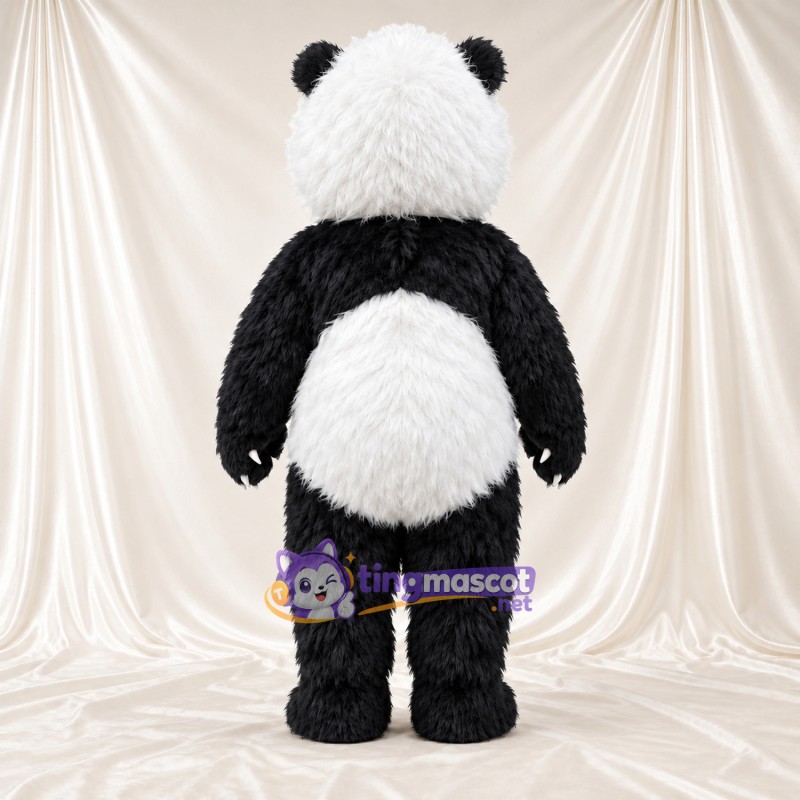 Black and White Panda Mascot Costume - Shaggy Fur and White Claws Black and White Panda Mascot Costume - Shaggy Fur and White Claws
