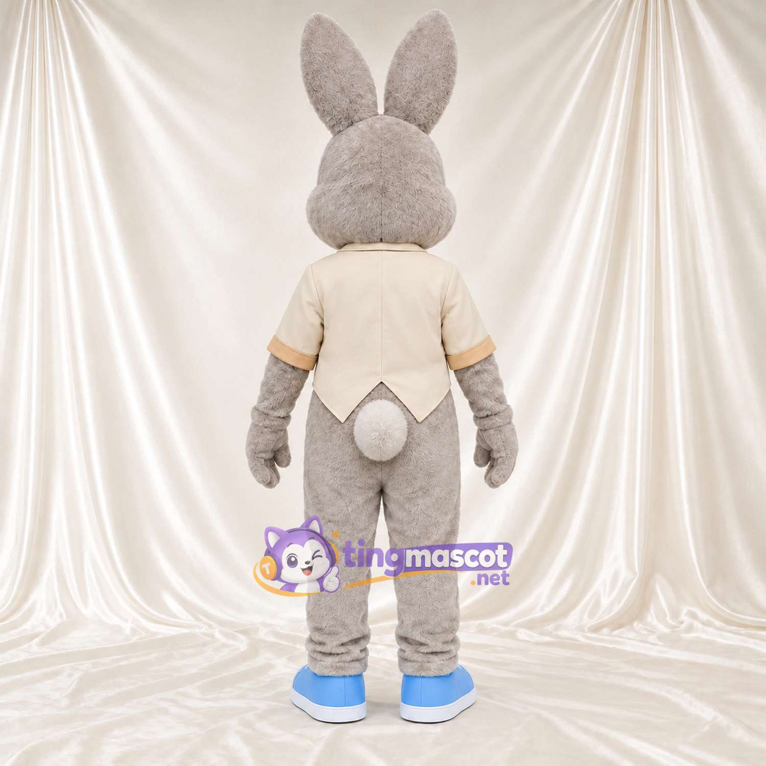 Costume de mascotte Lapin – gris – Gilet (brun clair) Costume de mascotte Lapin – gris – Gilet (brun clair)