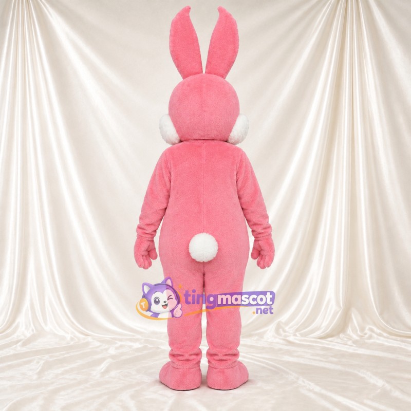 Costume de mascotte Lapin – rose – Nœud papillon (jaune); Longues oreilles