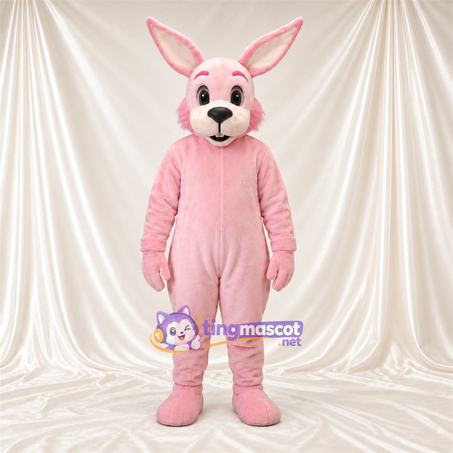 Maskottchenkostüm Hase – rosa – Lange Ohren; Schnauze (weiß) Maskottchenkostüm Hase – rosa – Lange Ohren; Schnauze (weiß)