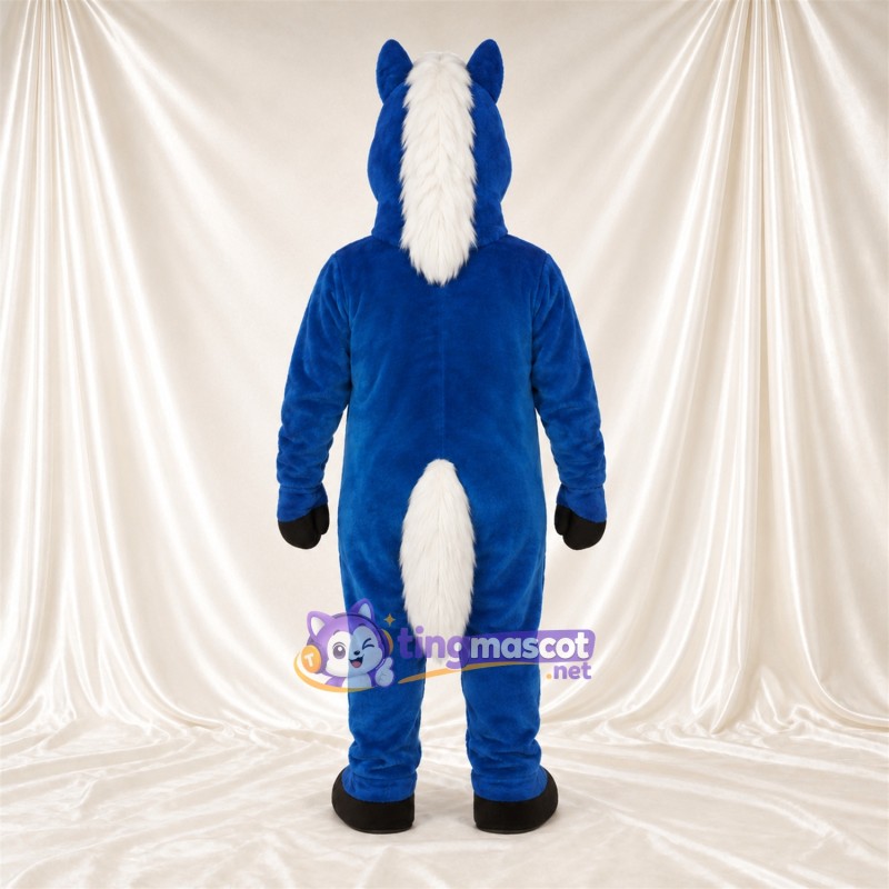 Costume de mascotte Cheval – bleu – Crinière (blanc) Costume de mascotte Cheval – bleu – Crinière (blanc)