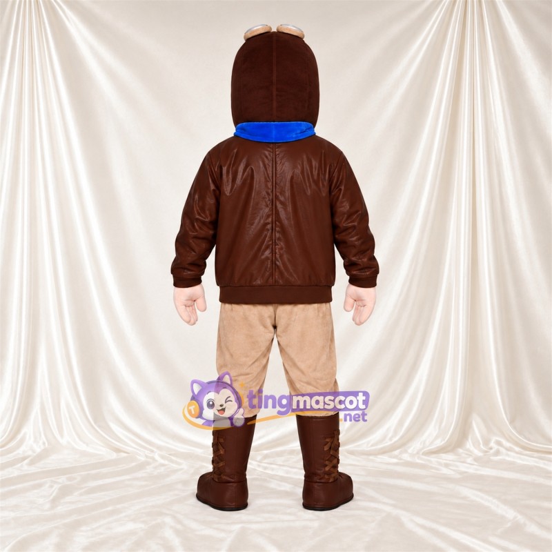 Aviator Mascot Costume - Brown Jacket and Blue Scarf Aviator Mascot Costume - Brown Jacket and Blue Scarf