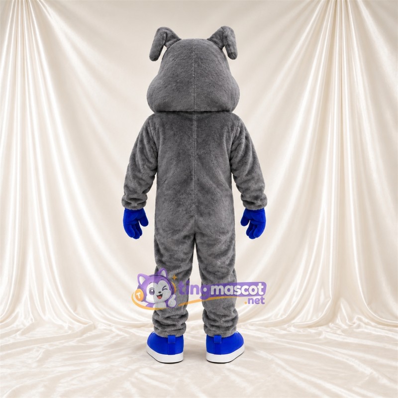 Costume de mascotte Bouledogue – gris – Gants (bleu) Costume de mascotte Bouledogue – gris – Gants (bleu)