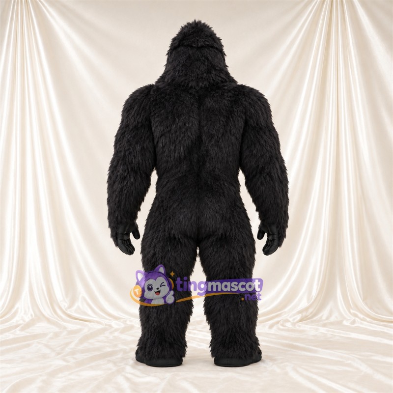Black Gorilla Mascot Costume - Black Muscle Chest and Pointed Fangs Black Gorilla Mascot Costume - Black Muscle Chest and Pointed Fangs