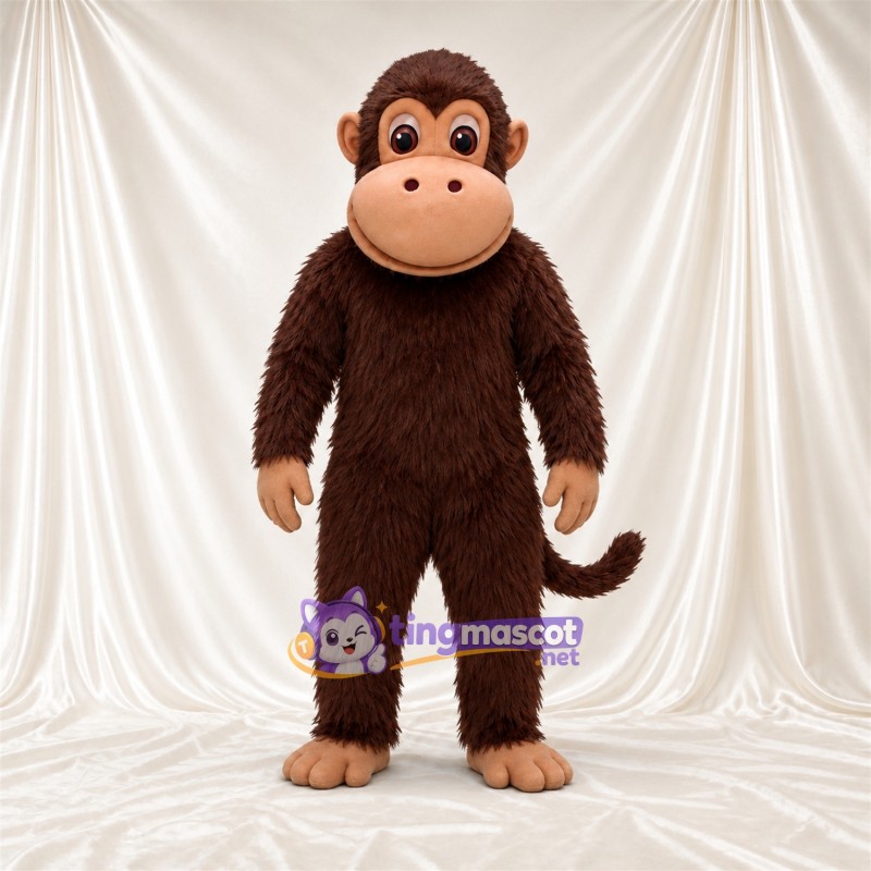 Maskottchenkostüm Affe – braun – Ringelschwanz; Schnauze (hellbraun) Maskottchenkostüm Affe – braun – Ringelschwanz; Schnauze (hellbraun)