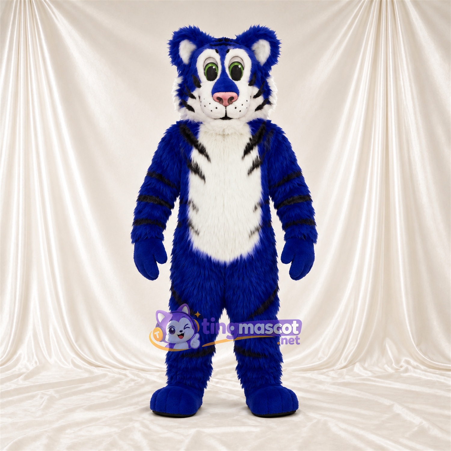 Blue Tiger Mascot Costume - White Belly Blue Tiger Mascot Costume - White Belly