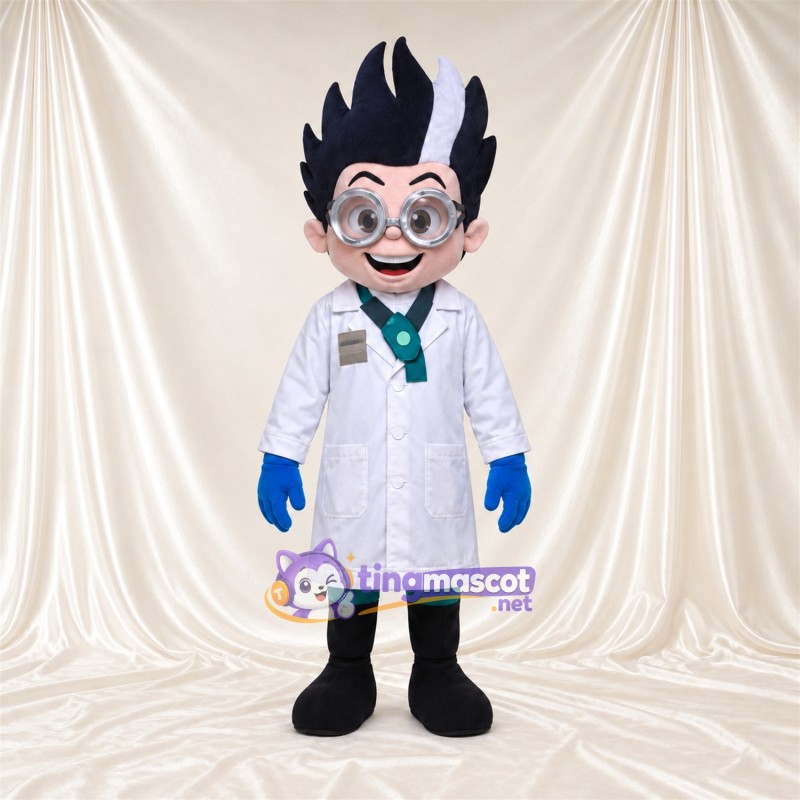 Costume de mascotte Scientifique – blanc – Blouse de laboratoire (blanc); Lunettes Costume de mascotte Scientifique – blanc – Blouse de laboratoire (blanc); Lunettes