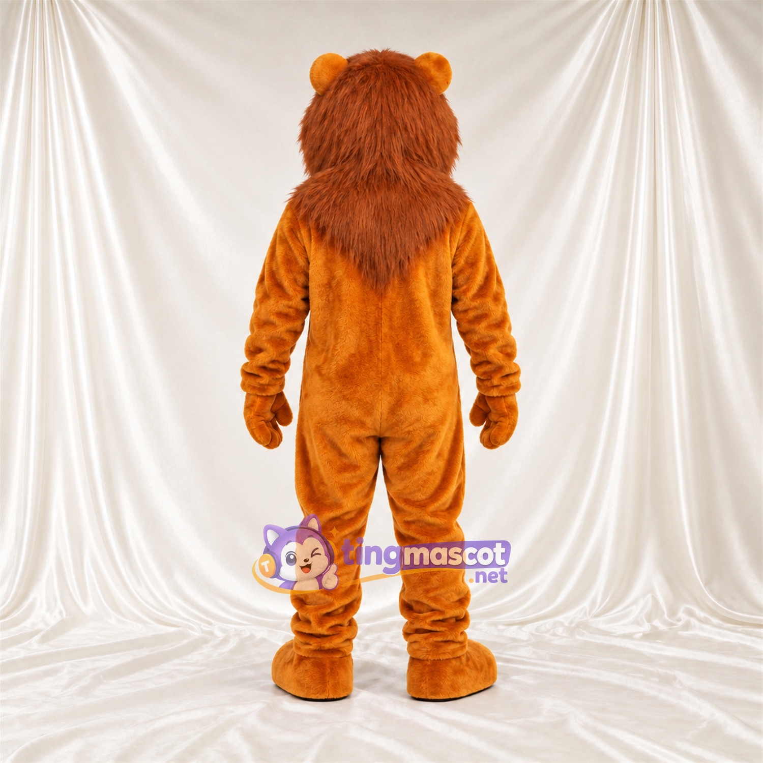 Costume de mascotte Lion – orange – Crinière (marron); Ventre (jaune) Costume de mascotte Lion – orange – Crinière (marron); Ventre (jaune)