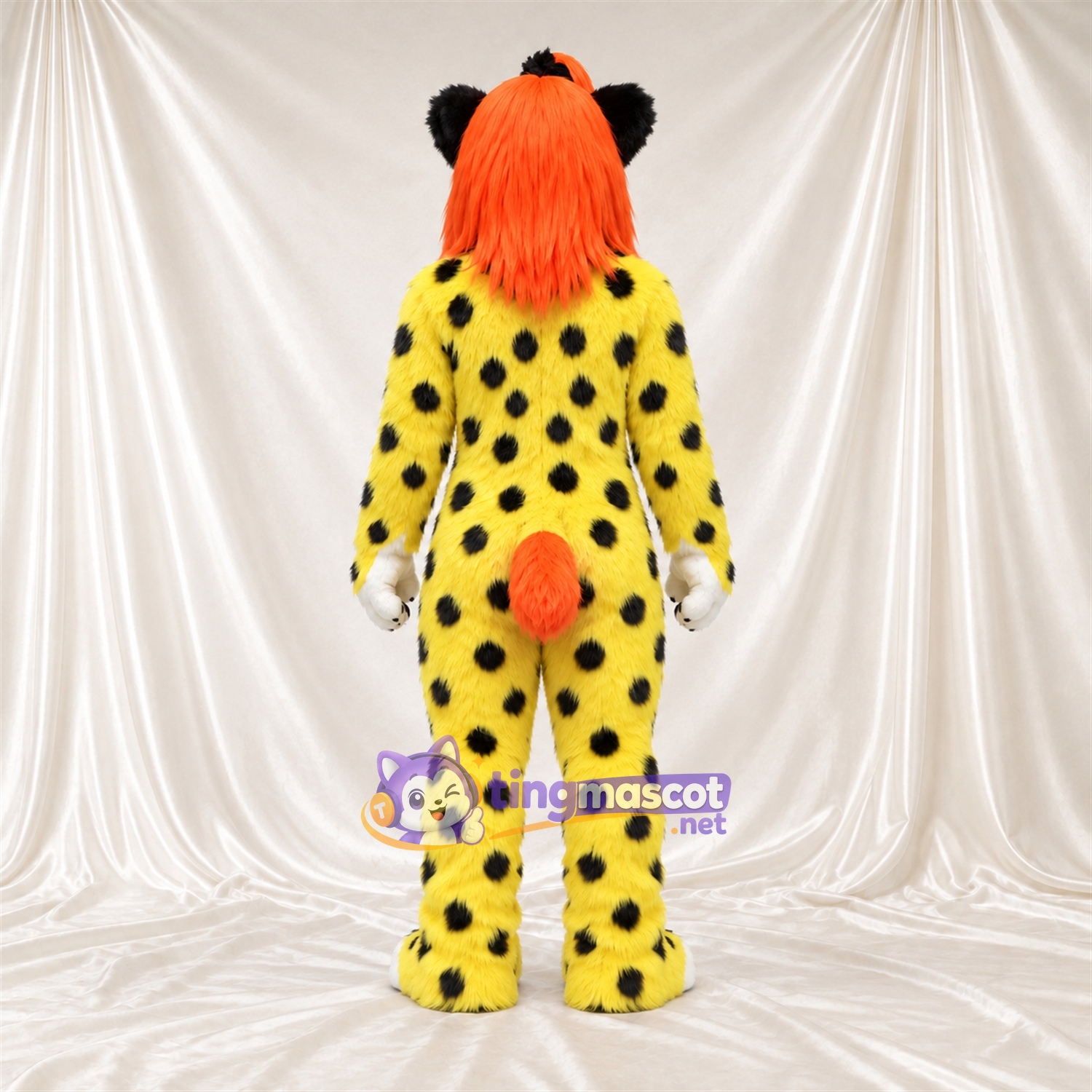 Maskottchenkostüm Gefleckte Katze – gelb – Haare (orange) Maskottchenkostüm Gefleckte Katze – gelb – Haare (orange)