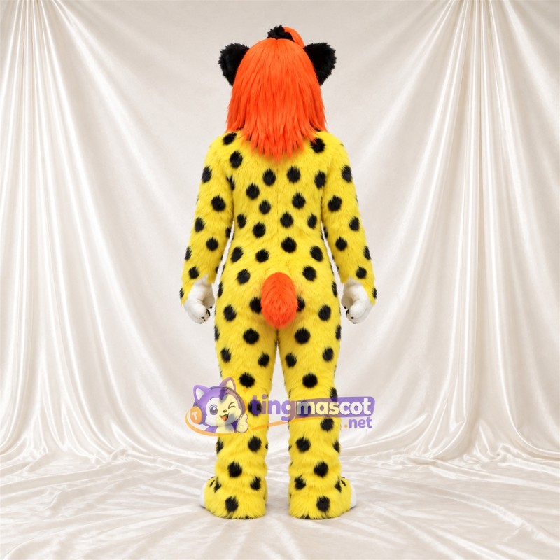 Maskottchenkostüm Gefleckte Katze – gelb – Haare (orange) Maskottchenkostüm Gefleckte Katze – gelb – Haare (orange)