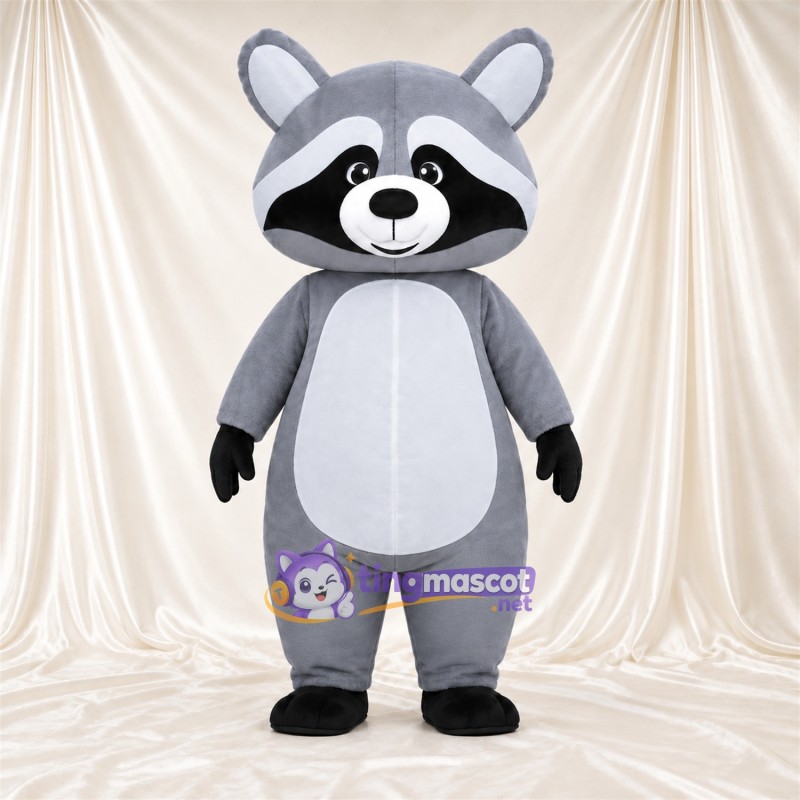 Costume de mascotte Raton laveur – gris – Masque autour des yeux (noir) Costume de mascotte Raton laveur – gris – Masque autour des yeux (noir)