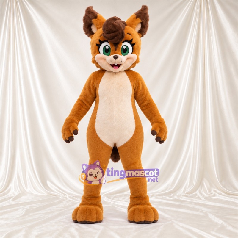 Maskottchenkostüm Eichhörnchen – braun – Bauch (creme); Augen (grün) Maskottchenkostüm Eichhörnchen – braun – Bauch (creme); Augen (grün)