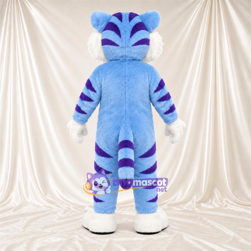 Blue Tiger Mascot Costume - Purple Stripes Blue Tiger Mascot Costume - Purple Stripes