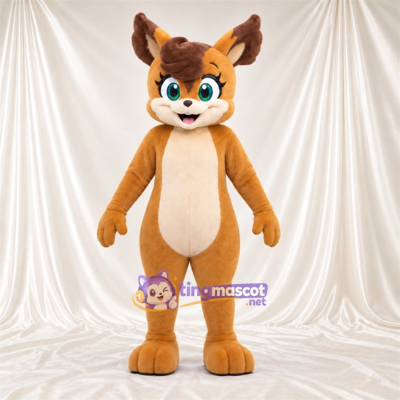 Maskottchenkostüm Eichhörnchen – braun – Bauch (creme); Augen (blau) Maskottchenkostüm Eichhörnchen – braun – Bauch (creme); Augen (blau)