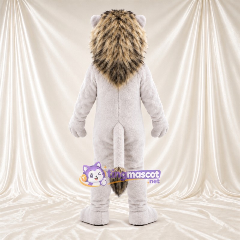 Costume de mascotte Lion – blanc – Crinière (gris) Costume de mascotte Lion – blanc – Crinière (gris)