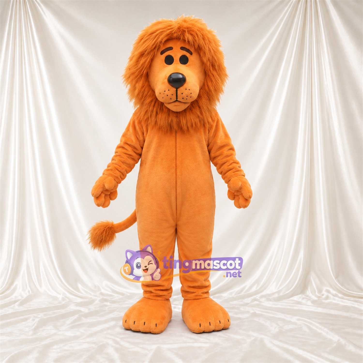 Costume de mascotte Lion – orange – Crinière (orange); Longue queue Costume de mascotte Lion – orange – Crinière (orange); Longue queue