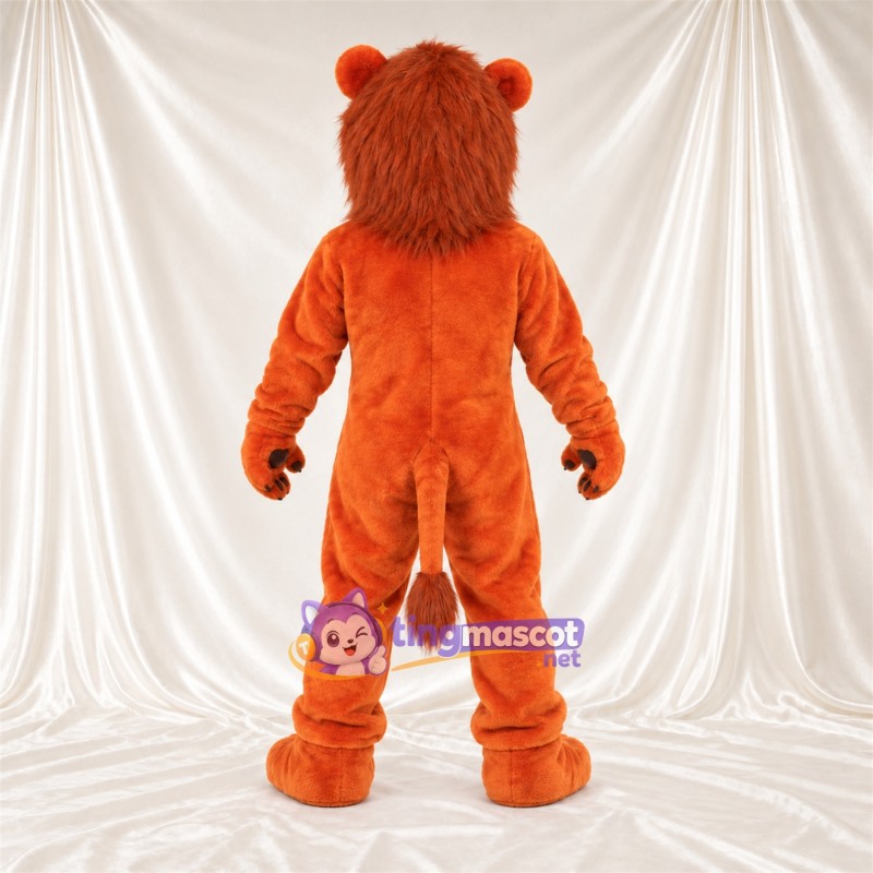Costume de mascotte Lion – orange – Crinière (marron); Crocs pointus Costume de mascotte Lion – orange – Crinière (marron); Crocs pointus