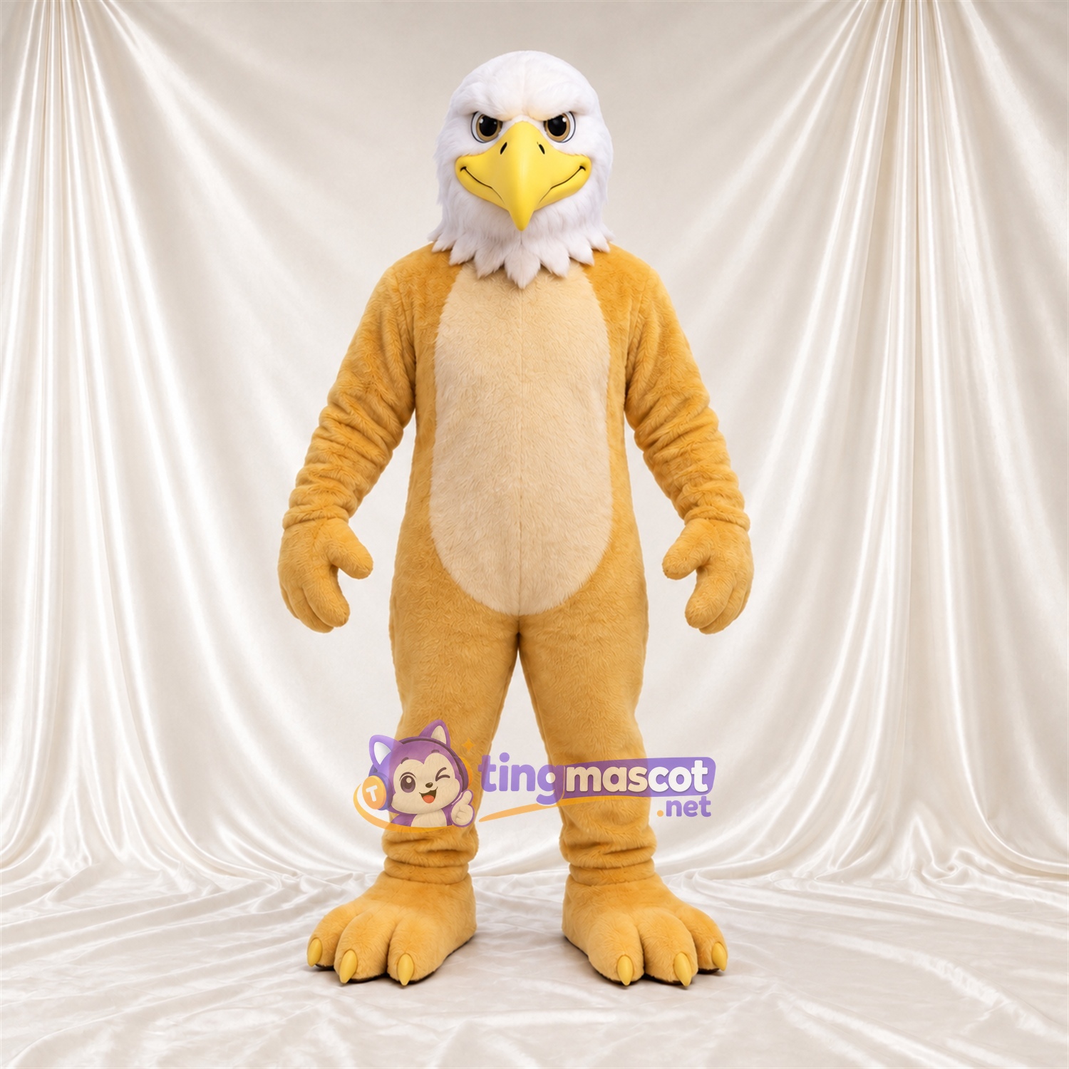 Costume de mascotte Griffon – brun clair – Tête d’aigle (blanc) Costume de mascotte Griffon – brun clair – Tête d’aigle (blanc)