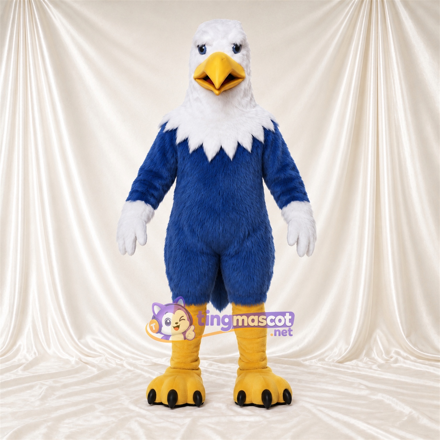 Maskottchenkostüm Adler – blau – Kopf (weiß)