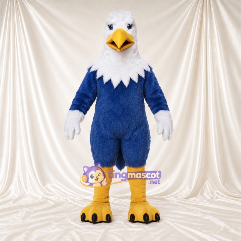 Maskottchenkostüm Adler – blau – Kopf (weiß)