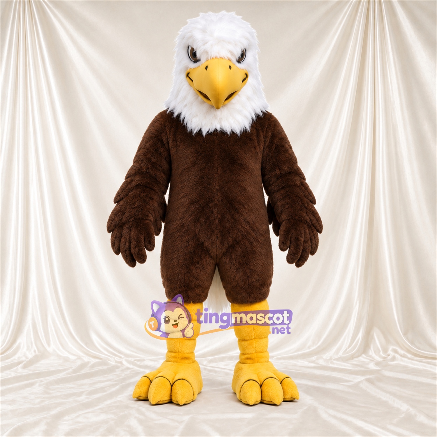 Costume de mascotte Aigle – marron – Queue (blanc); Tête (blanc) Costume de mascotte Aigle – marron – Queue (blanc); Tête (blanc)