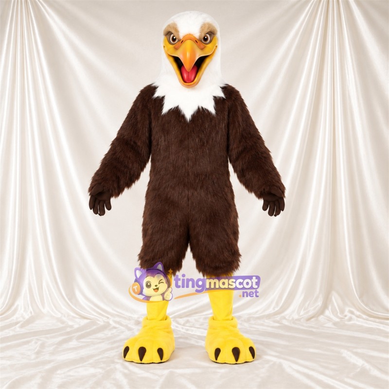 Costume de mascotte Aigle – marron – Bouche ouverte; Tête (blanc) Costume de mascotte Aigle – marron – Bouche ouverte; Tête (blanc)