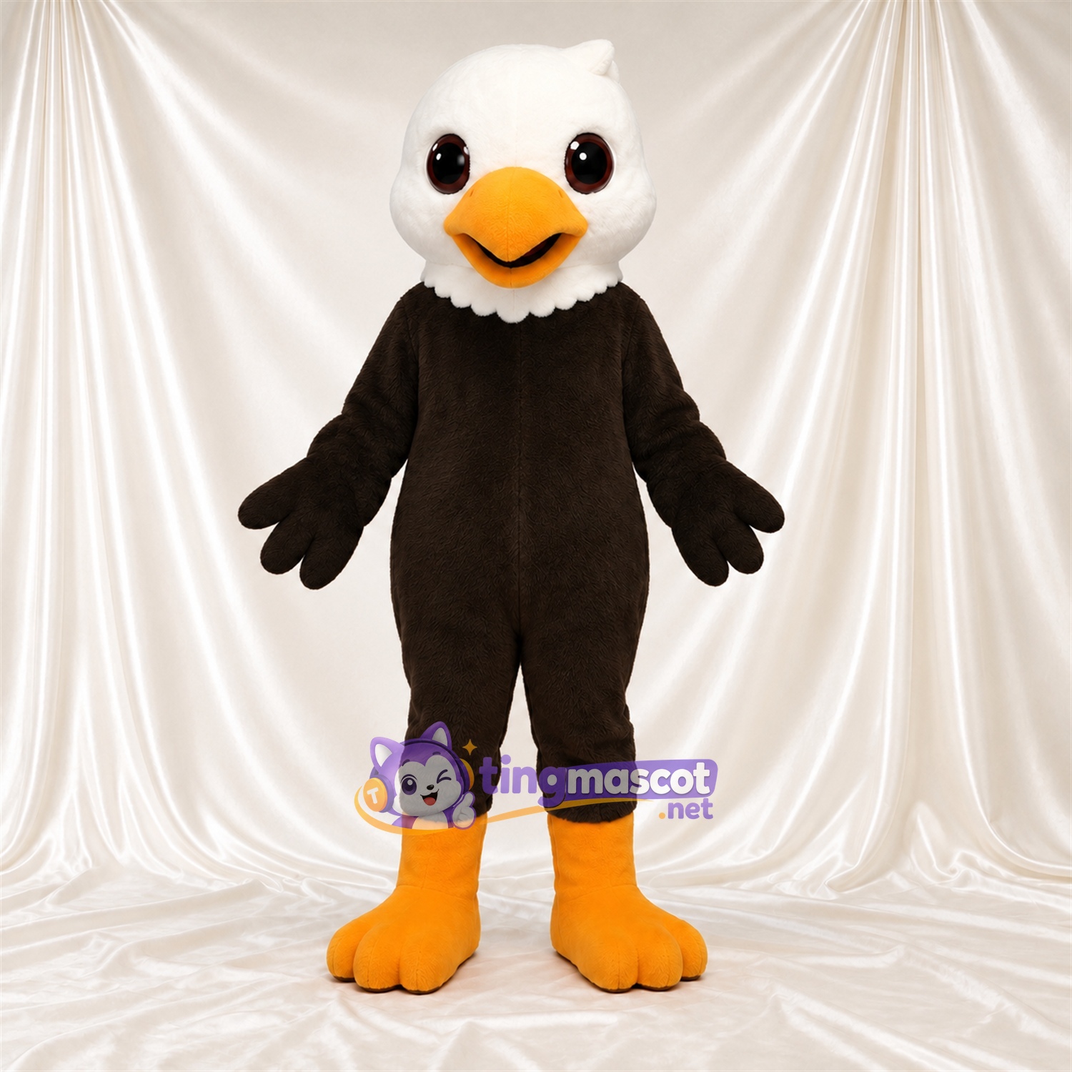 Black and White Eagle Mascot Costume - Orange Feet and Orange Beak Black and White Eagle Mascot Costume - Orange Feet and Orange Beak