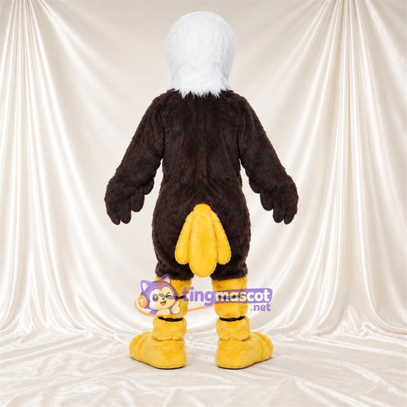 Maskottchenkostüm Adler – braun – Gestreifte Beine; Kopf (weiß) Maskottchenkostüm Adler – braun – Gestreifte Beine; Kopf (weiß)