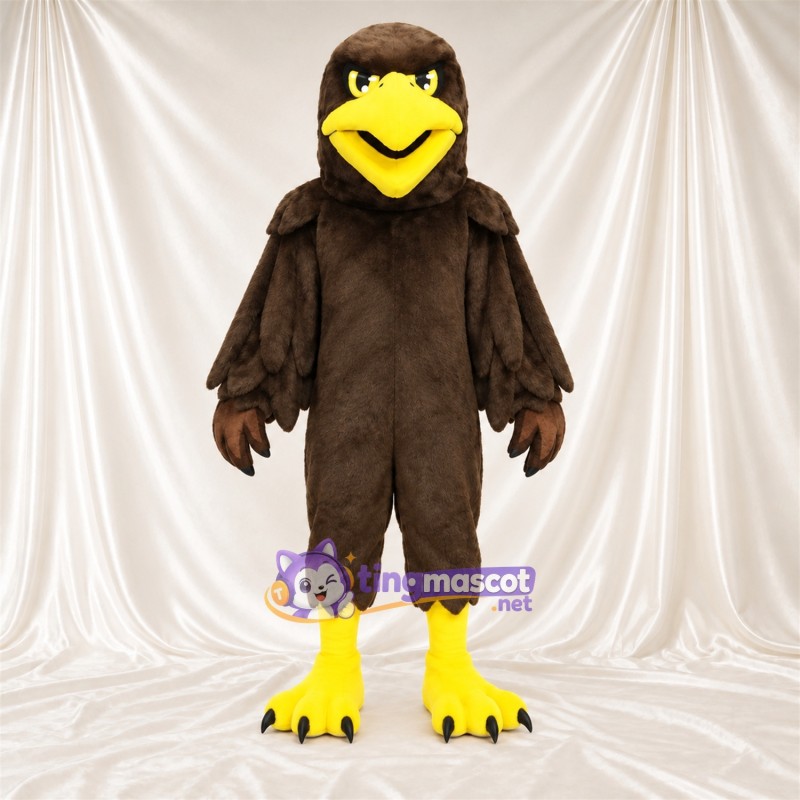 Maskottchenkostüm Adler – braun – Füße (gelb); Kopf (braun) Maskottchenkostüm Adler – braun – Füße (gelb); Kopf (braun)