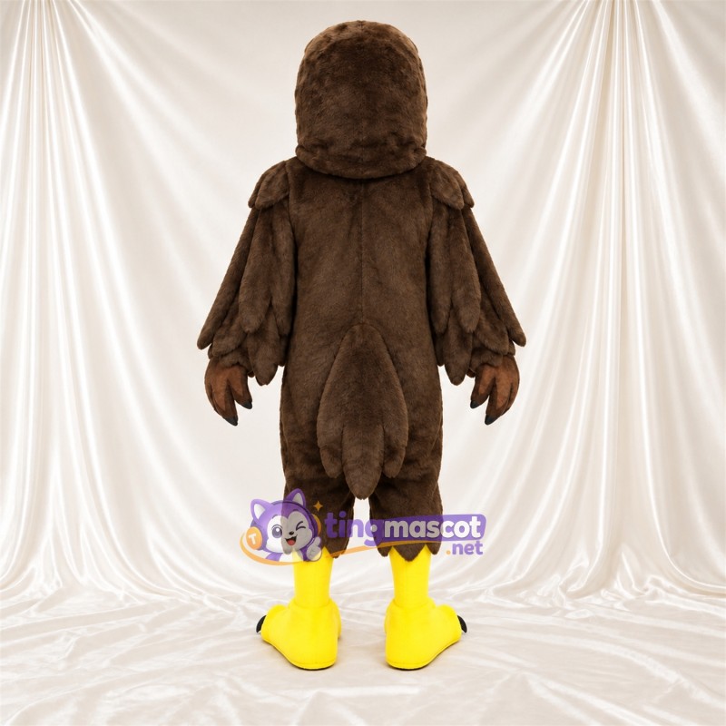 Costume de mascotte Aigle – marron – Pieds (jaune); Tête (marron) Costume de mascotte Aigle – marron – Pieds (jaune); Tête (marron)