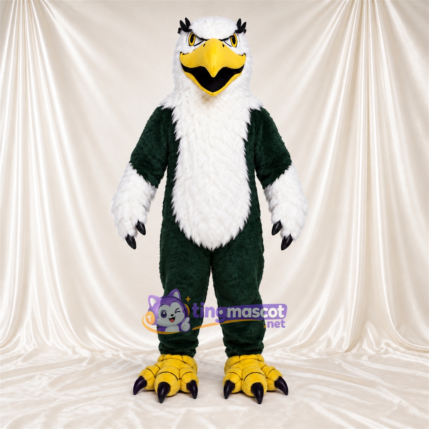Costume de mascotte Aigle – vert – Tête (blanc); Torse (blanc) Costume de mascotte Aigle – vert – Tête (blanc); Torse (blanc)