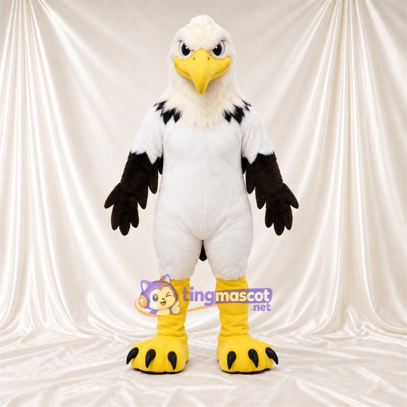 Costume de mascotte Aigle – blanc – Détails sur les ailes (noir) Costume de mascotte Aigle – blanc – Détails sur les ailes (noir)