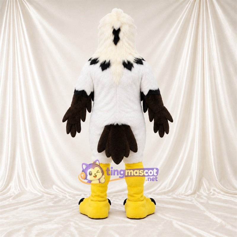 Costume de mascotte Aigle – blanc – Détails sur les ailes (noir) Costume de mascotte Aigle – blanc – Détails sur les ailes (noir)