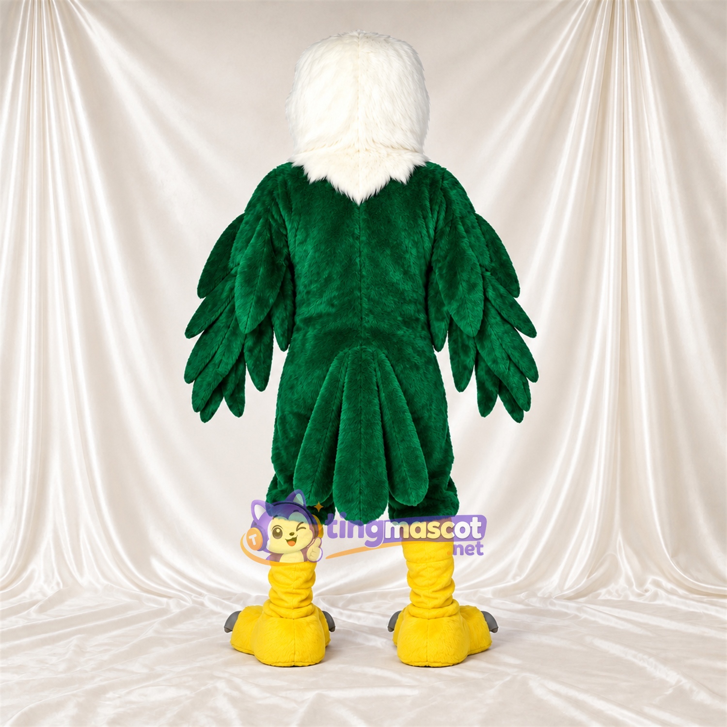 Costume de mascotte Aigle – vert – Tête (blanc); Pieds (jaune) Costume de mascotte Aigle – vert – Tête (blanc); Pieds (jaune)