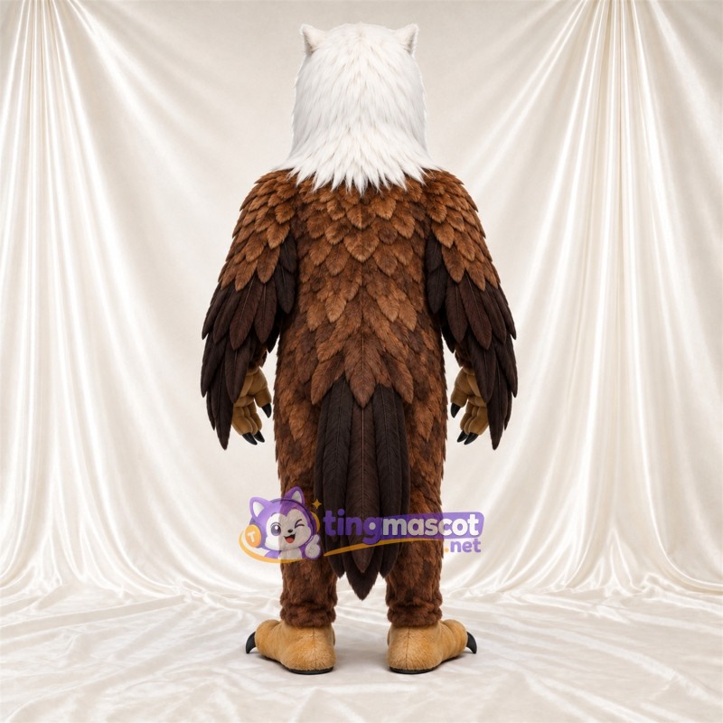 Costume de mascotte Aigle – marron – Griffes (noir); Tête (blanc) Costume de mascotte Aigle – marron – Griffes (noir); Tête (blanc)