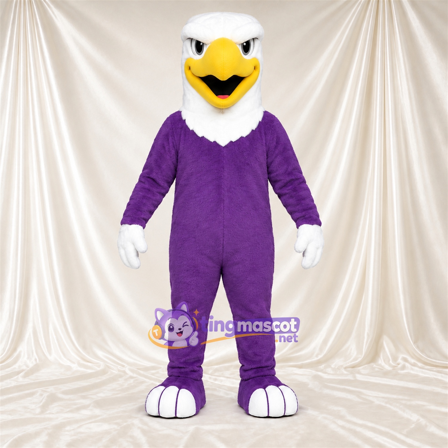 Maskottchenkostüm Adler – violett – Kopf (weiß) Maskottchenkostüm Adler – violett – Kopf (weiß)