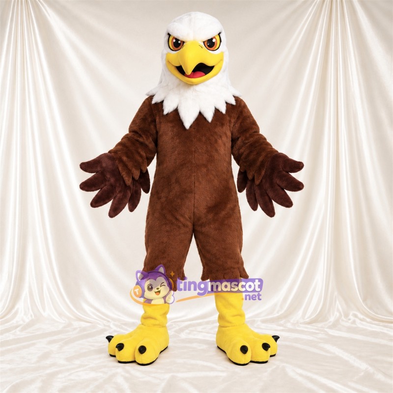 Costume de mascotte Aigle – marron – Bouche ouverte; Tête (blanc) Costume de mascotte Aigle – marron – Bouche ouverte; Tête (blanc)