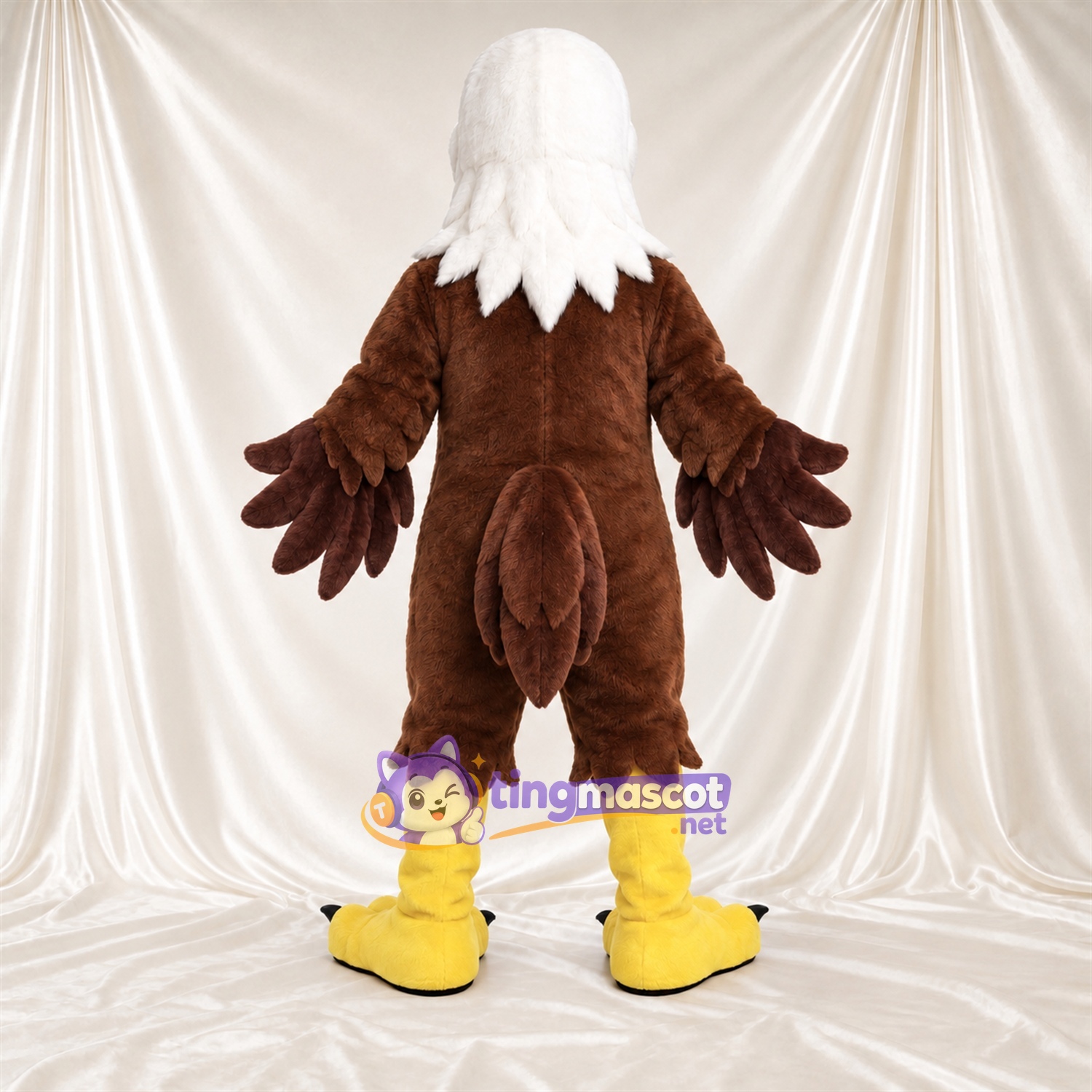 Costume de mascotte Aigle – marron – Bouche ouverte; Tête (blanc) Costume de mascotte Aigle – marron – Bouche ouverte; Tête (blanc)