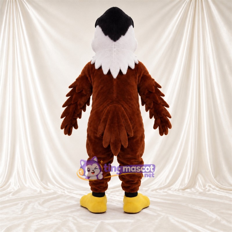 Costume de mascotte Aigle – marron – Couronne (noir); Tête (blanc) Costume de mascotte Aigle – marron – Couronne (noir); Tête (blanc)