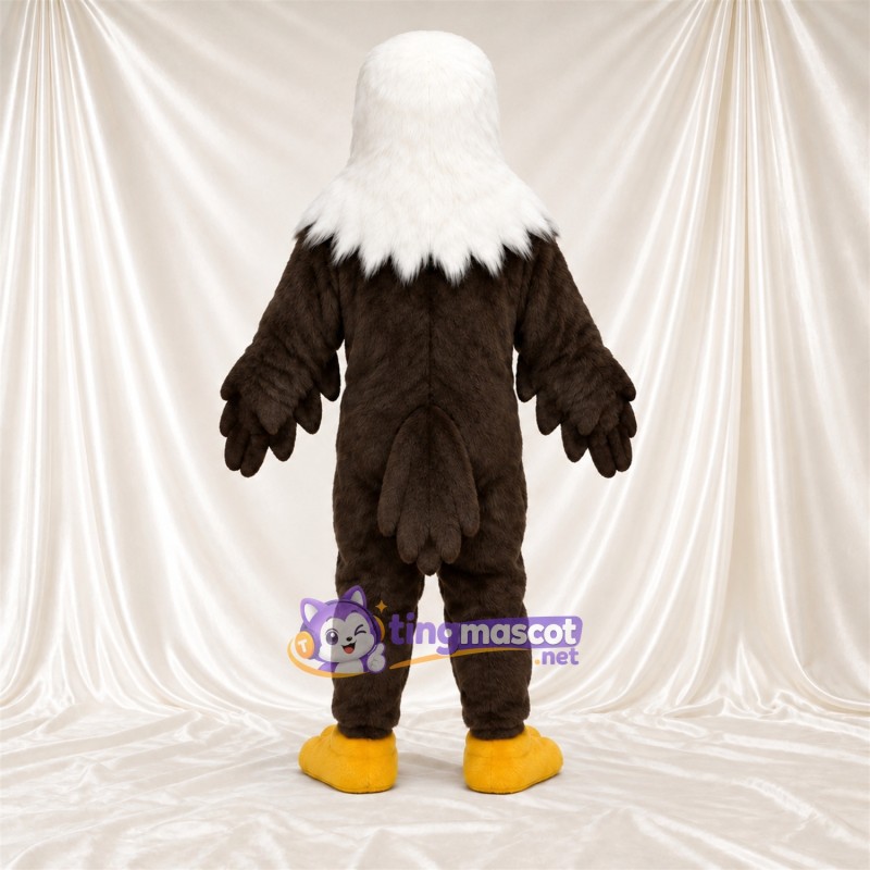 Costume de mascotte Aigle – marron – Pieds (jaune); Tête (blanc) Costume de mascotte Aigle – marron – Pieds (jaune); Tête (blanc)