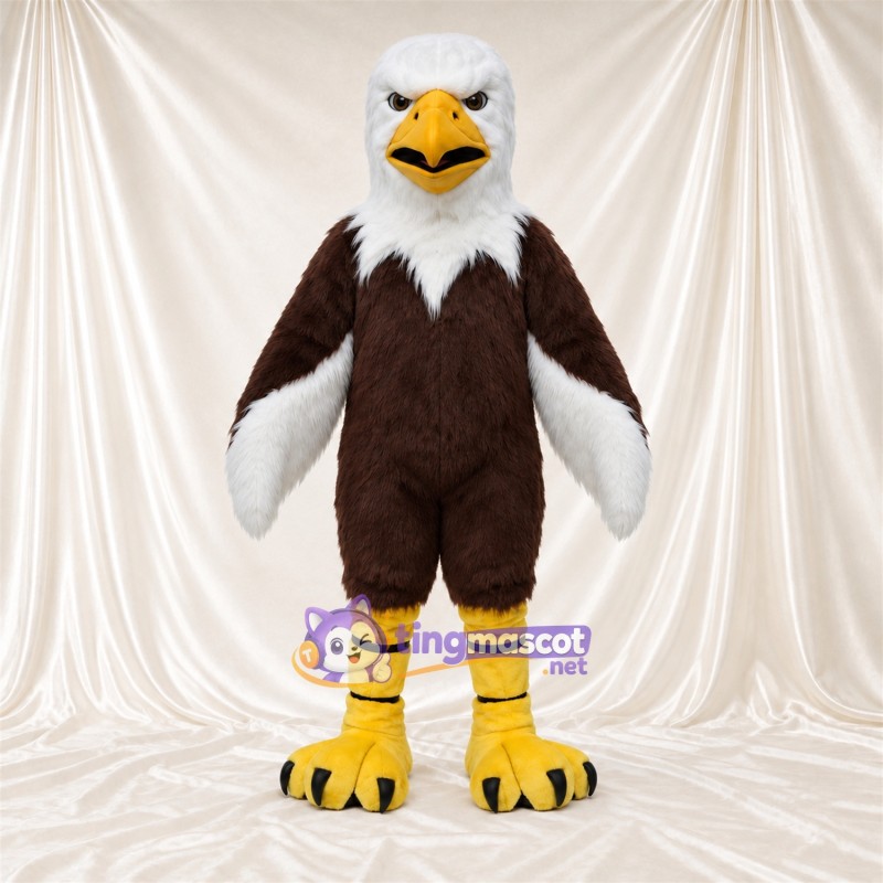 Maskottchenkostüm Adler – braun – Gestreifte Beine; Flügelspitzen (weiß) Maskottchenkostüm Adler – braun – Gestreifte Beine; Flügelspitzen (weiß)