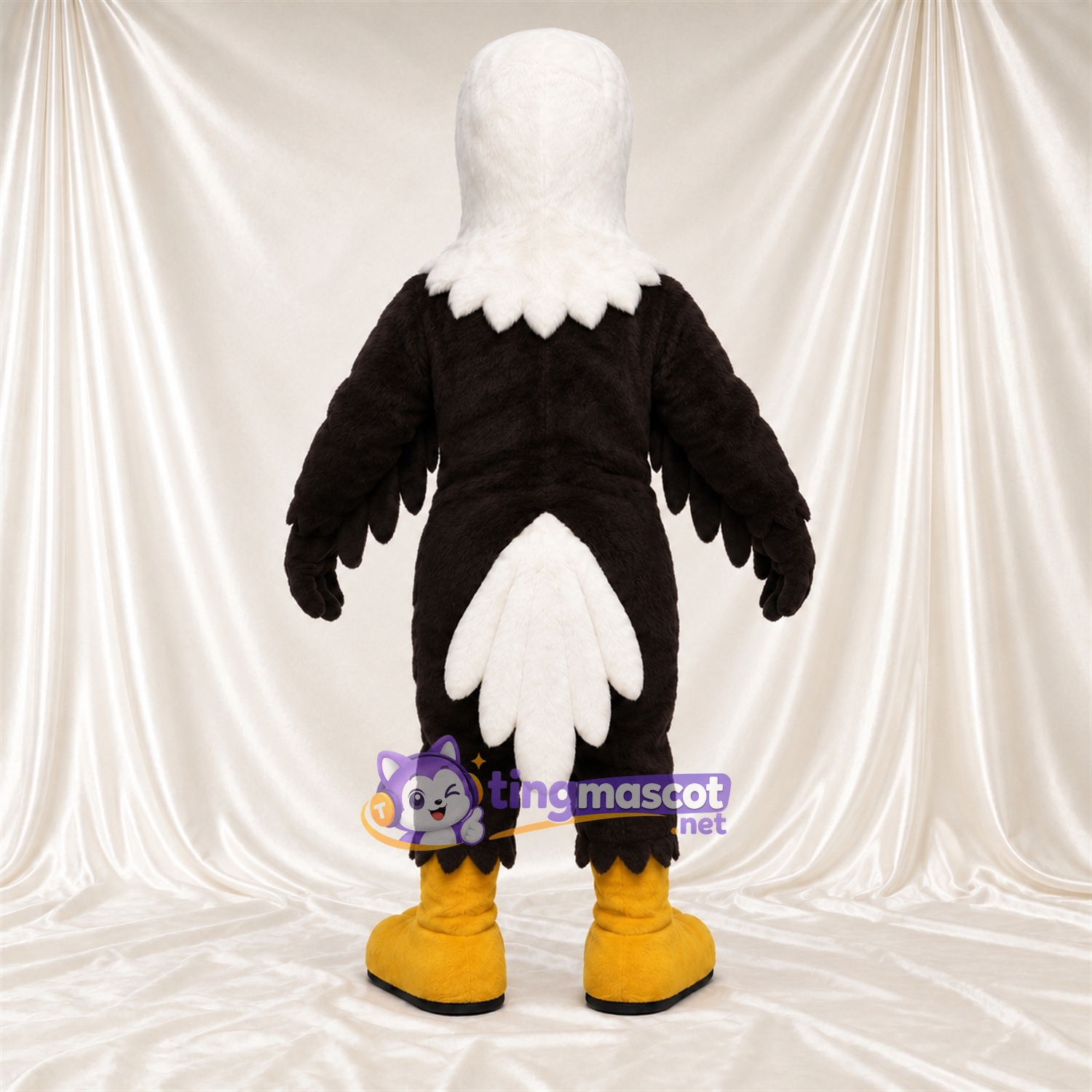 Costume de mascotte Aigle – noir / blanc – Ventre (blanc); Orteils (blanc) Costume de mascotte Aigle – noir / blanc – Ventre (blanc); Orteils (blanc)
