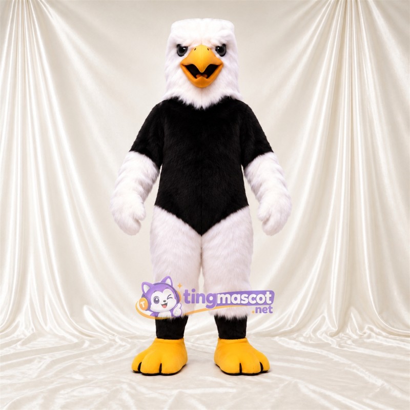Maskottchenkostüm Adler – schwarz / weiß – Hände (weiß); Unterschenkel (weiß) Maskottchenkostüm Adler – schwarz / weiß – Hände (weiß); Unterschenkel (weiß)