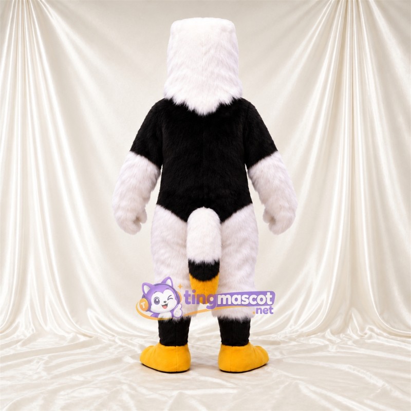 Costume de mascotte Aigle – noir / blanc – Mains (blanc); Bas des jambes (blanc) Costume de mascotte Aigle – noir / blanc – Mains (blanc); Bas des jambes (blanc)