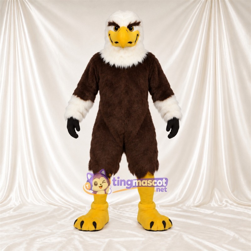 Costume de mascotte Aigle – marron – Tête (blanc); Poignets (blanc) Costume de mascotte Aigle – marron – Tête (blanc); Poignets (blanc)