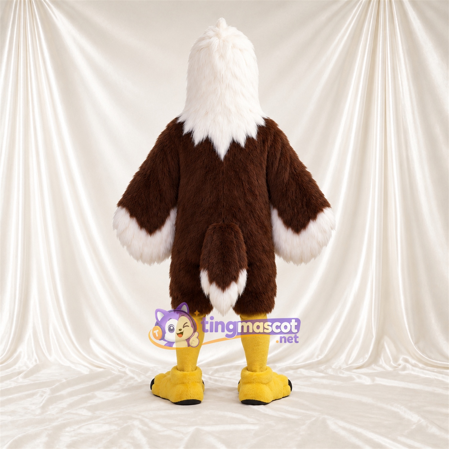 Costume de mascotte Aigle – marron – Griffes (noir); Bouts des ailes (blanc) Costume de mascotte Aigle – marron – Griffes (noir); Bouts des ailes (blanc)