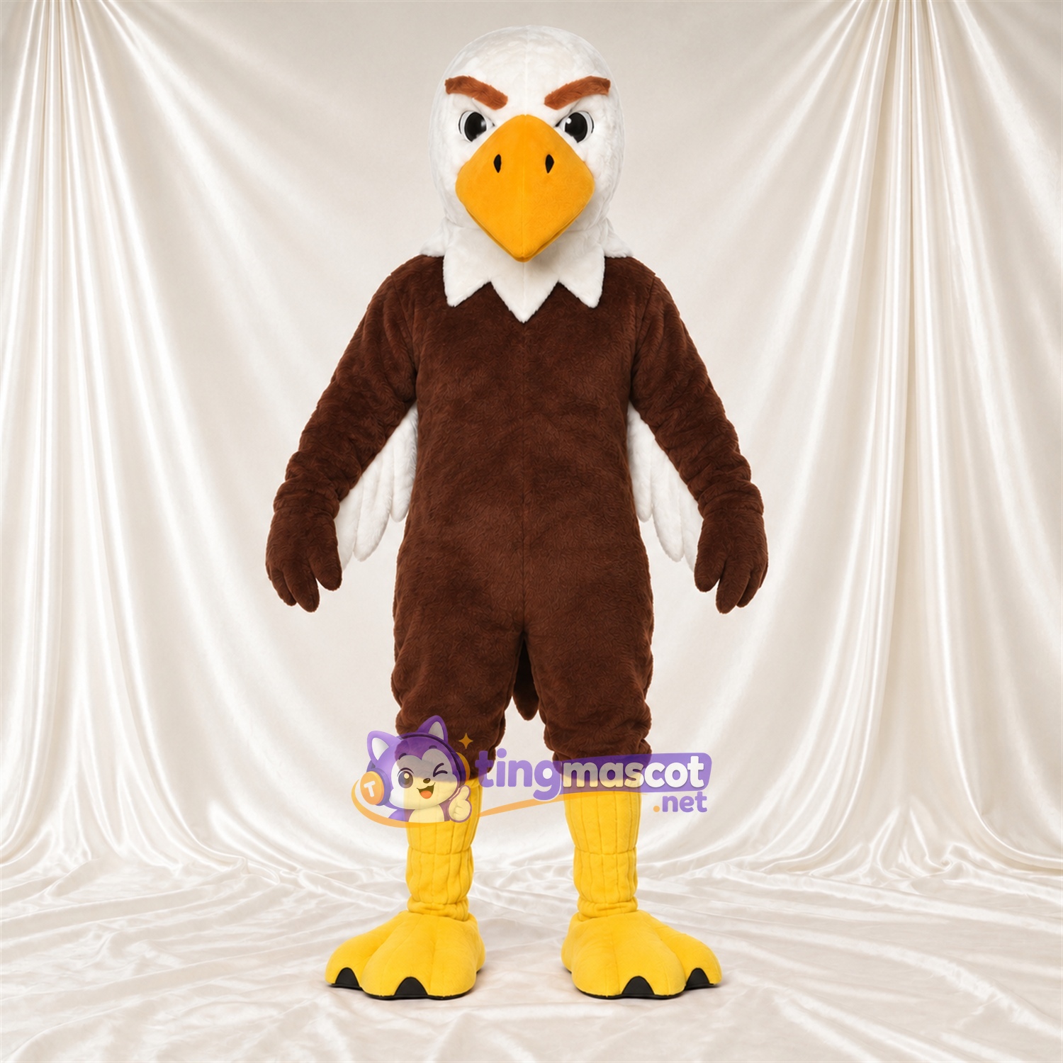Costume de mascotte Aigle – marron – Sourcils inclinés; Tête (blanc) Costume de mascotte Aigle – marron – Sourcils inclinés; Tête (blanc)