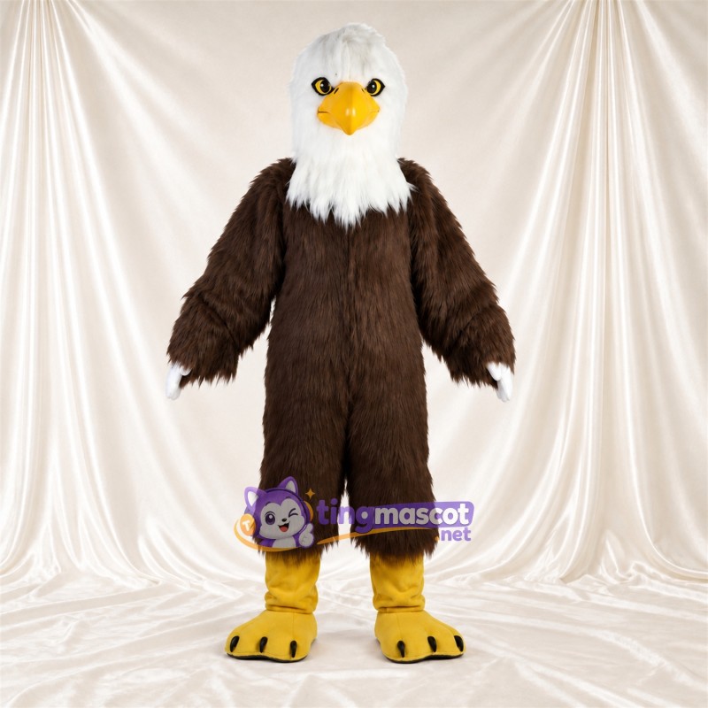 Costume de mascotte Aigle – marron – Tête (blanc); Bouts des ailes (blanc) Costume de mascotte Aigle – marron – Tête (blanc); Bouts des ailes (blanc)